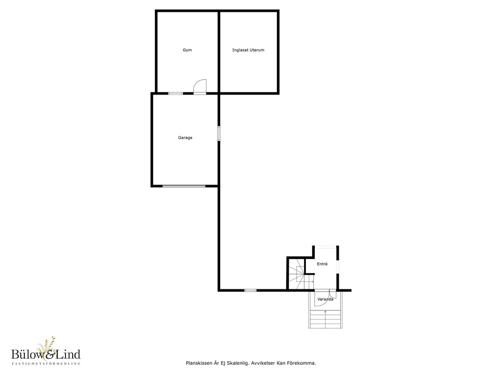 Planlösning gym, garage, uterum